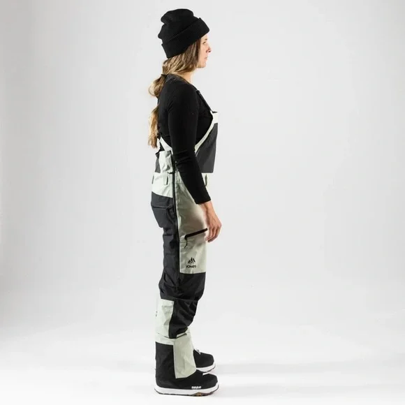 Jones β’ Womenβs Mountain MTN Surf Snowboard Ski Bibs Sage Green M NWT - Picture 4 of 14